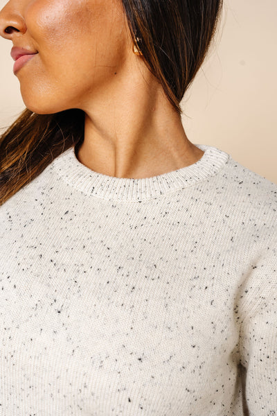 Knit Women's Short Sleeve Tee - Cream Speckle