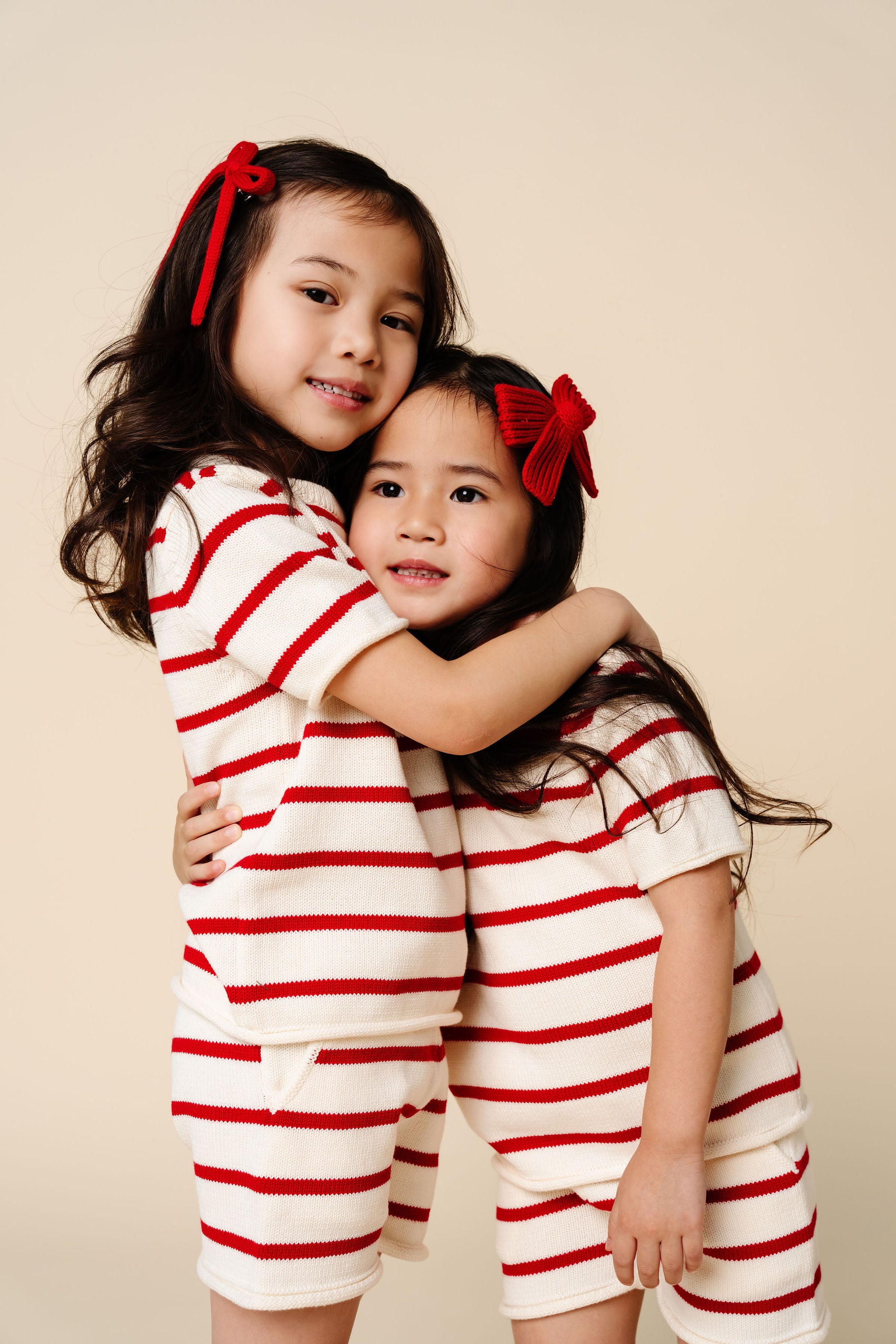 Knit Shirt + Short Set - Red Stripe