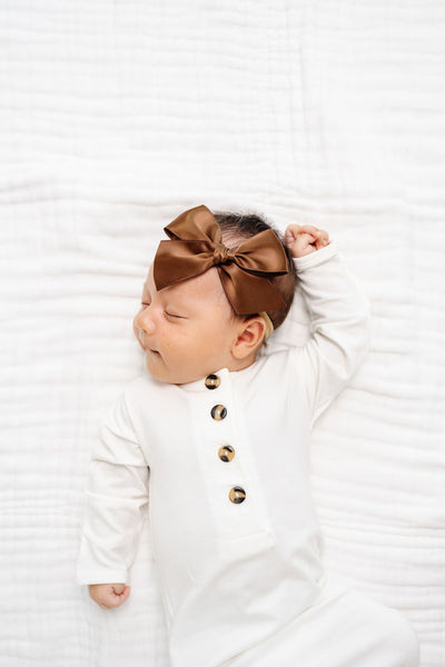 Satin Bow 3 Pack: Chocolate Headbands