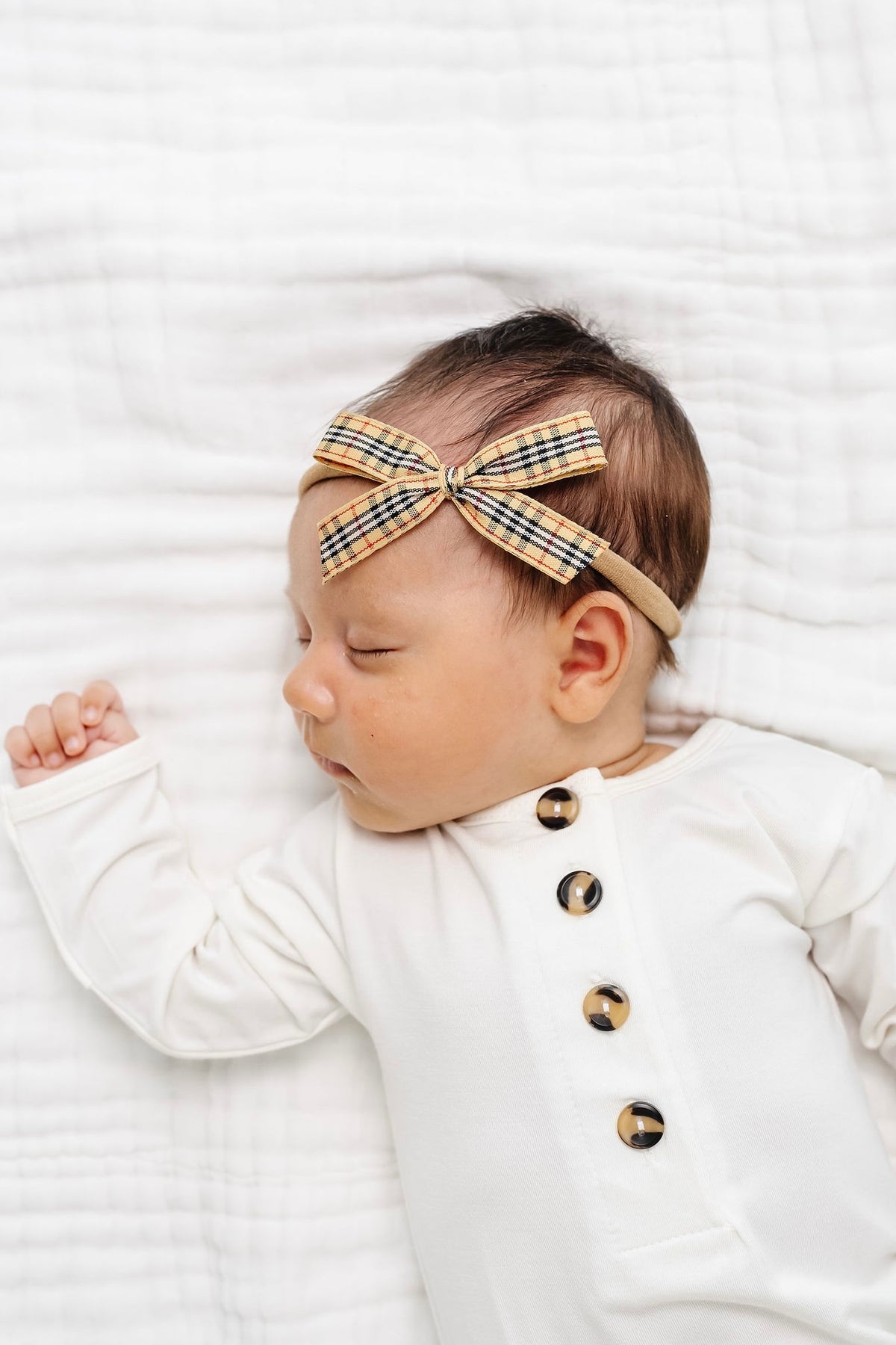 Ribbon Bow - Tan Plaid
