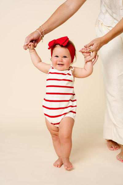 Knit Tank Onesie - Red Stripe