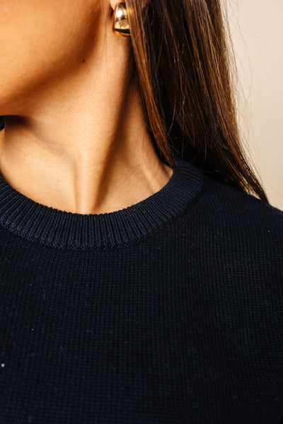 Knit Women's Short Sleeve Tee - Black