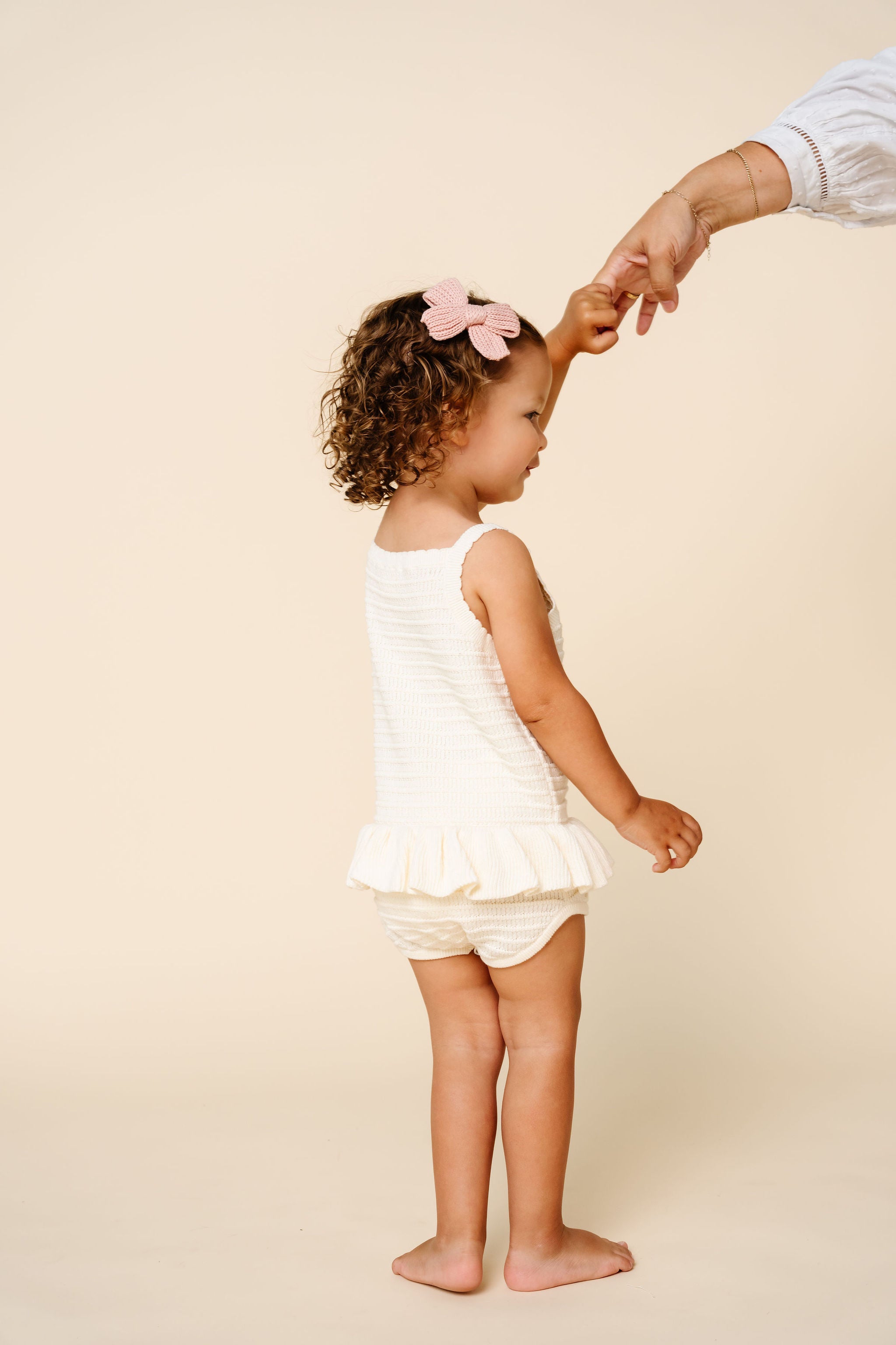 Knit Tank Onesie - Ivory Ruffle