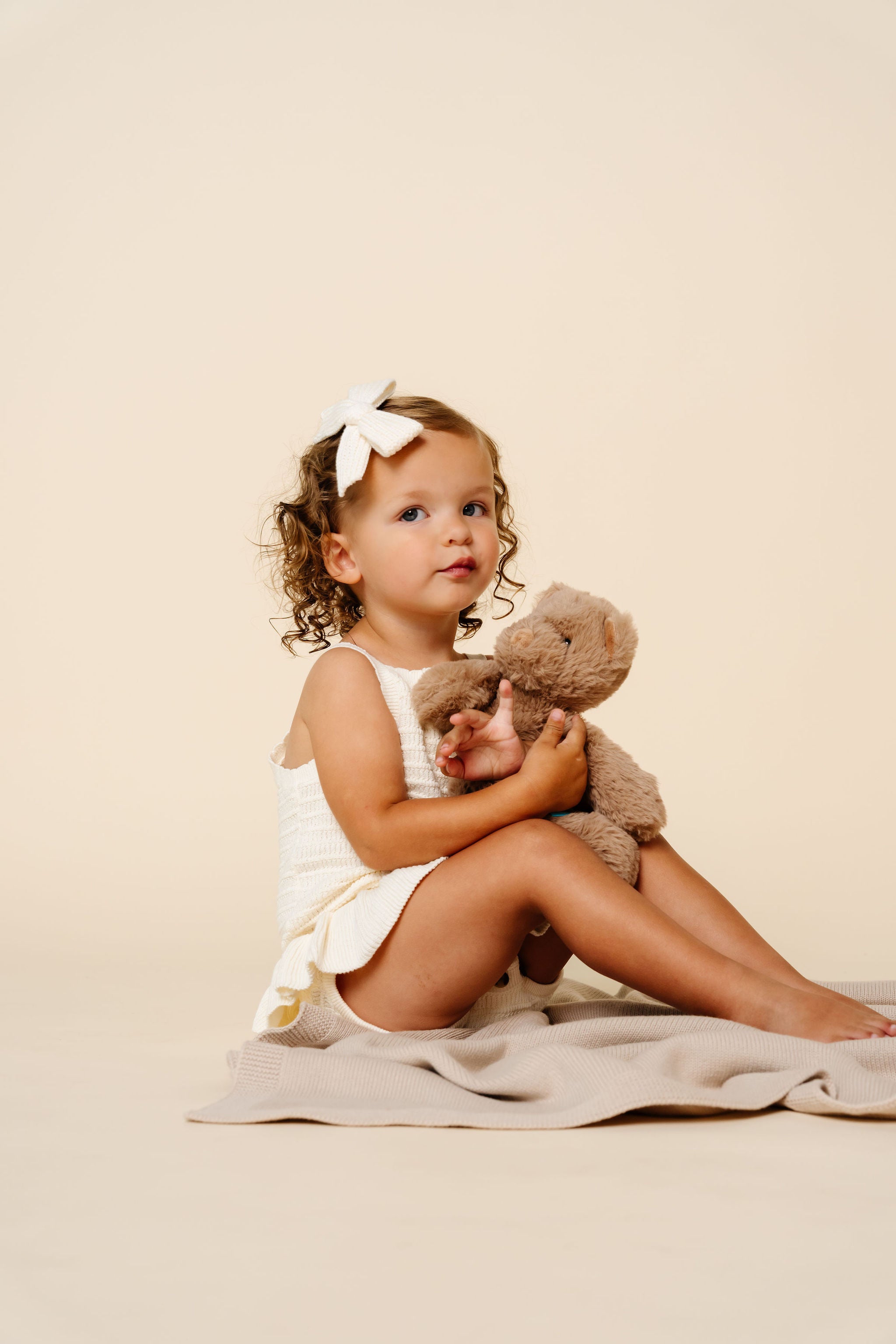 Knit Tank Onesie - Ivory Ruffle