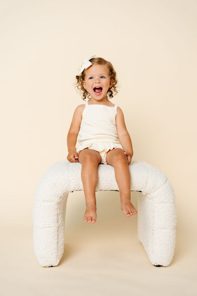 Knit Tank Onesie - Ivory Ruffle