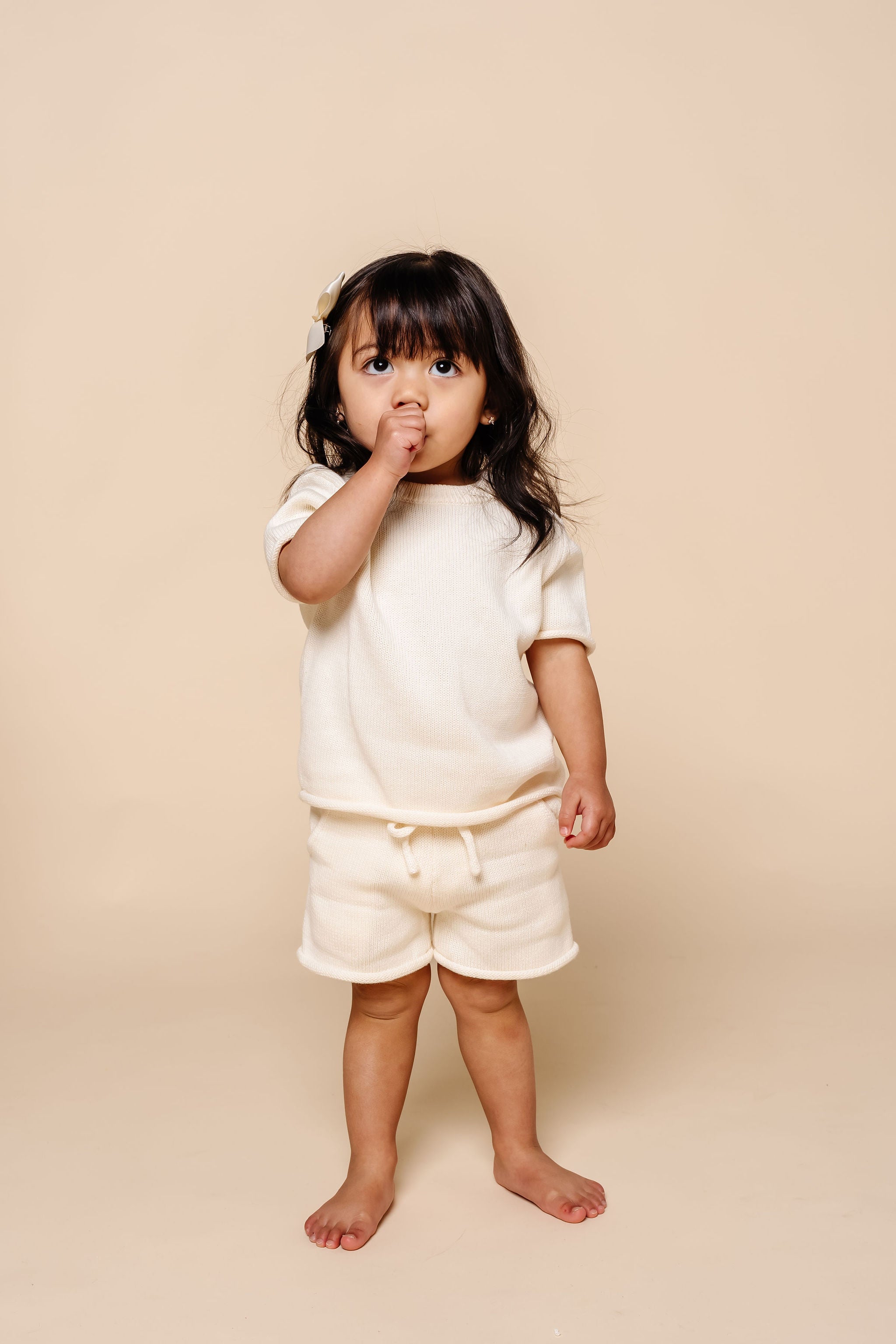 Knit Shirt + Short Set - Ivory