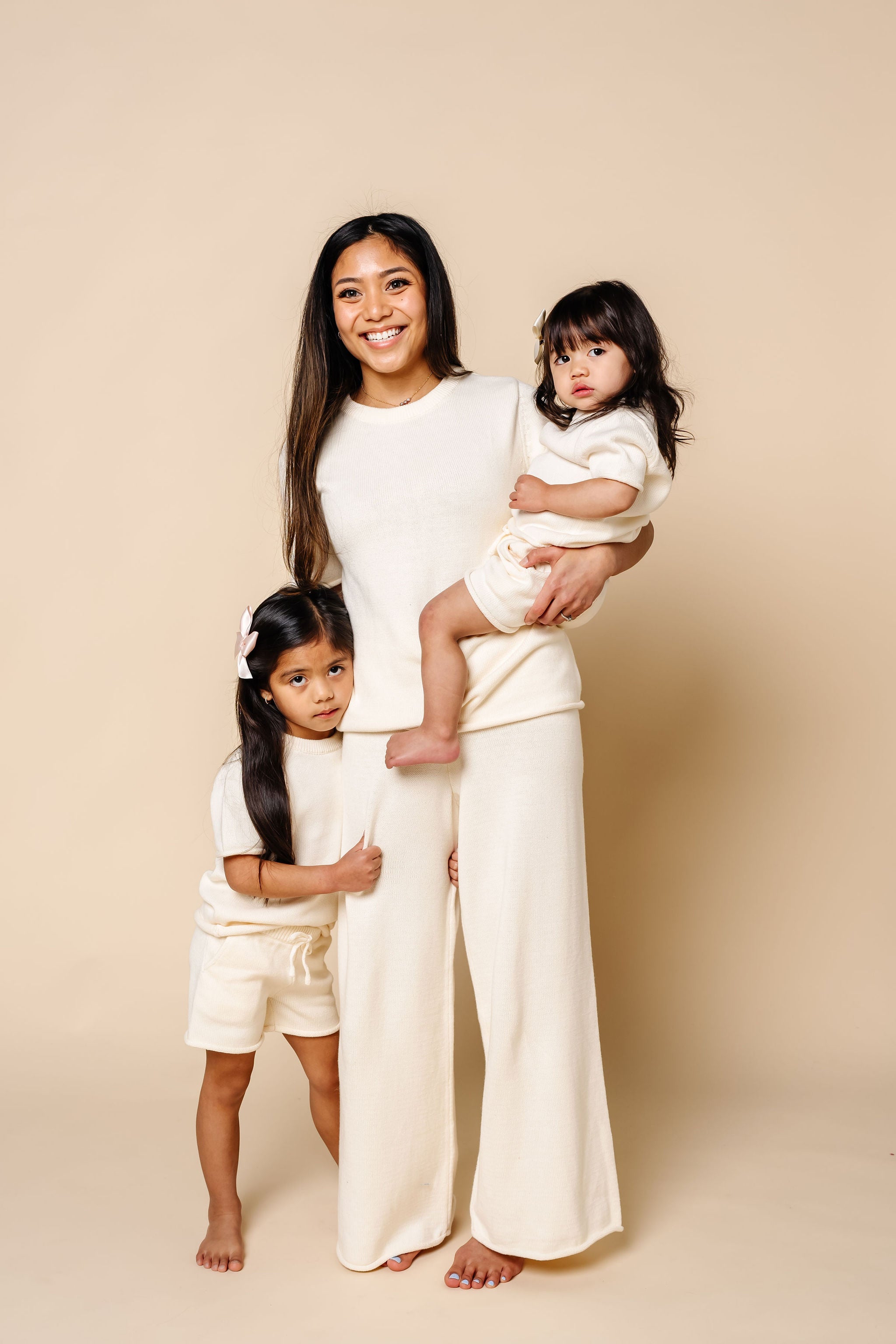 Knit Women's Wide Leg Pants - Ivory