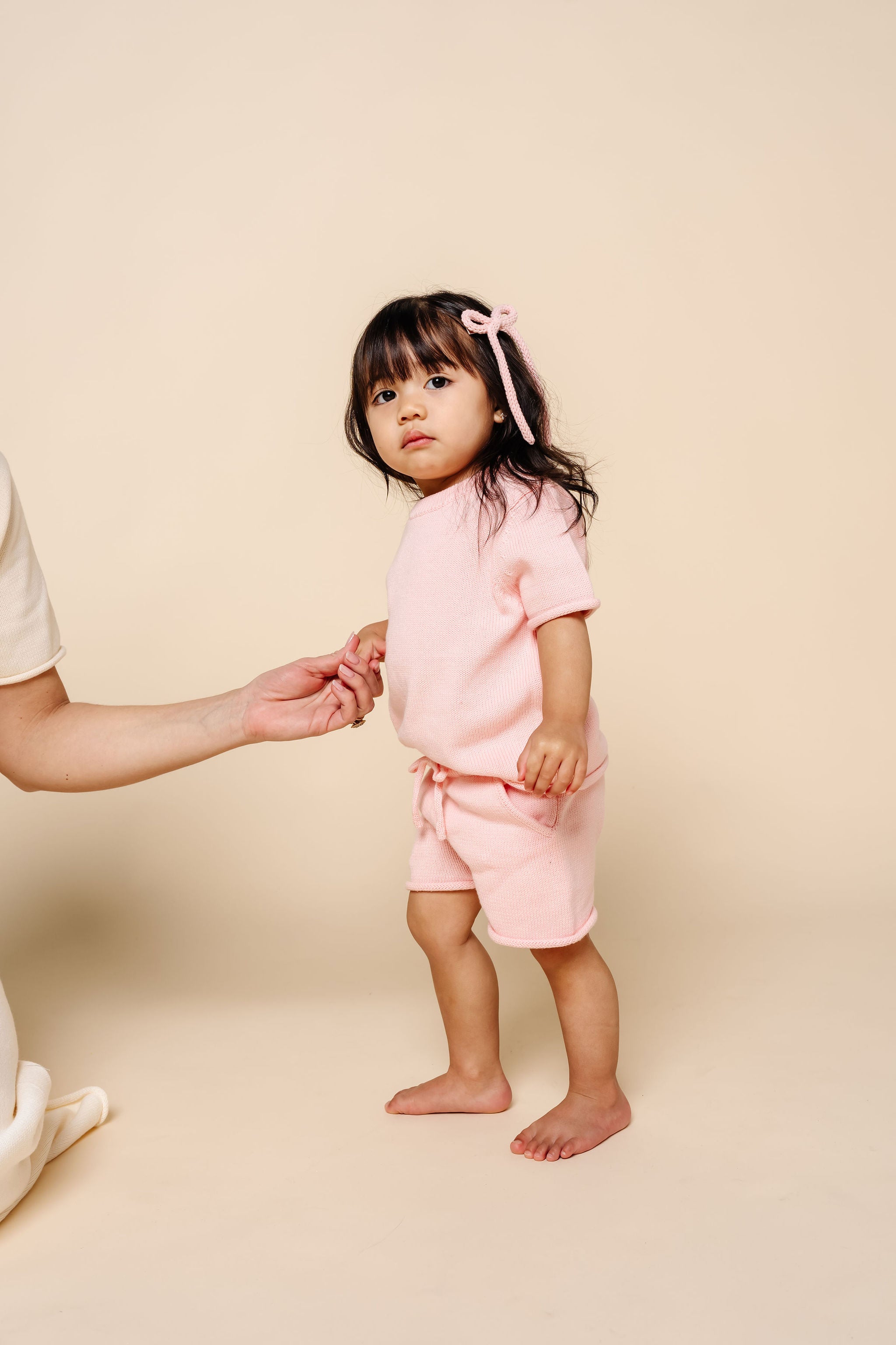 Knit Shirt + Short Set - Blush