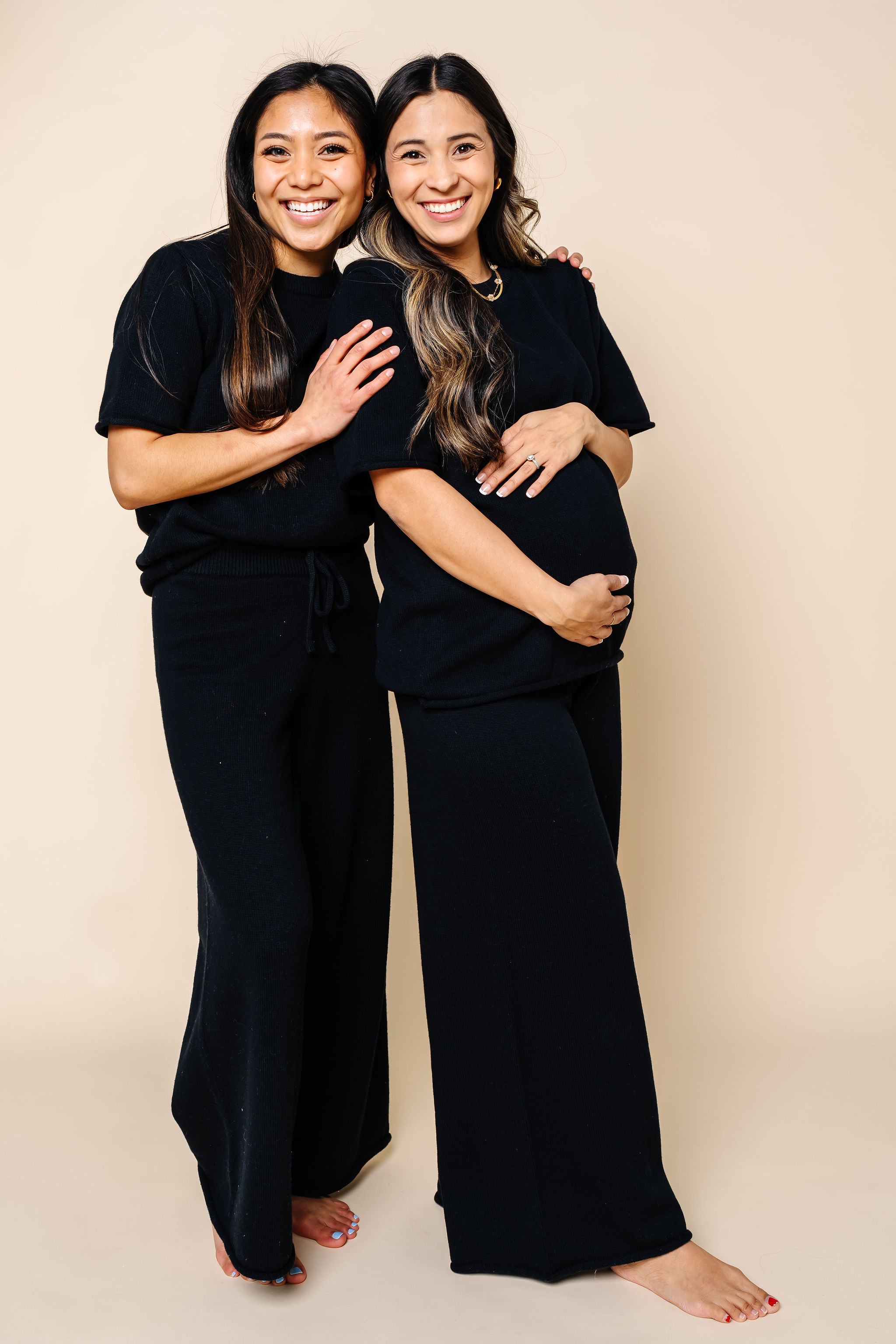Knit Women's Wide Leg Pants - Black