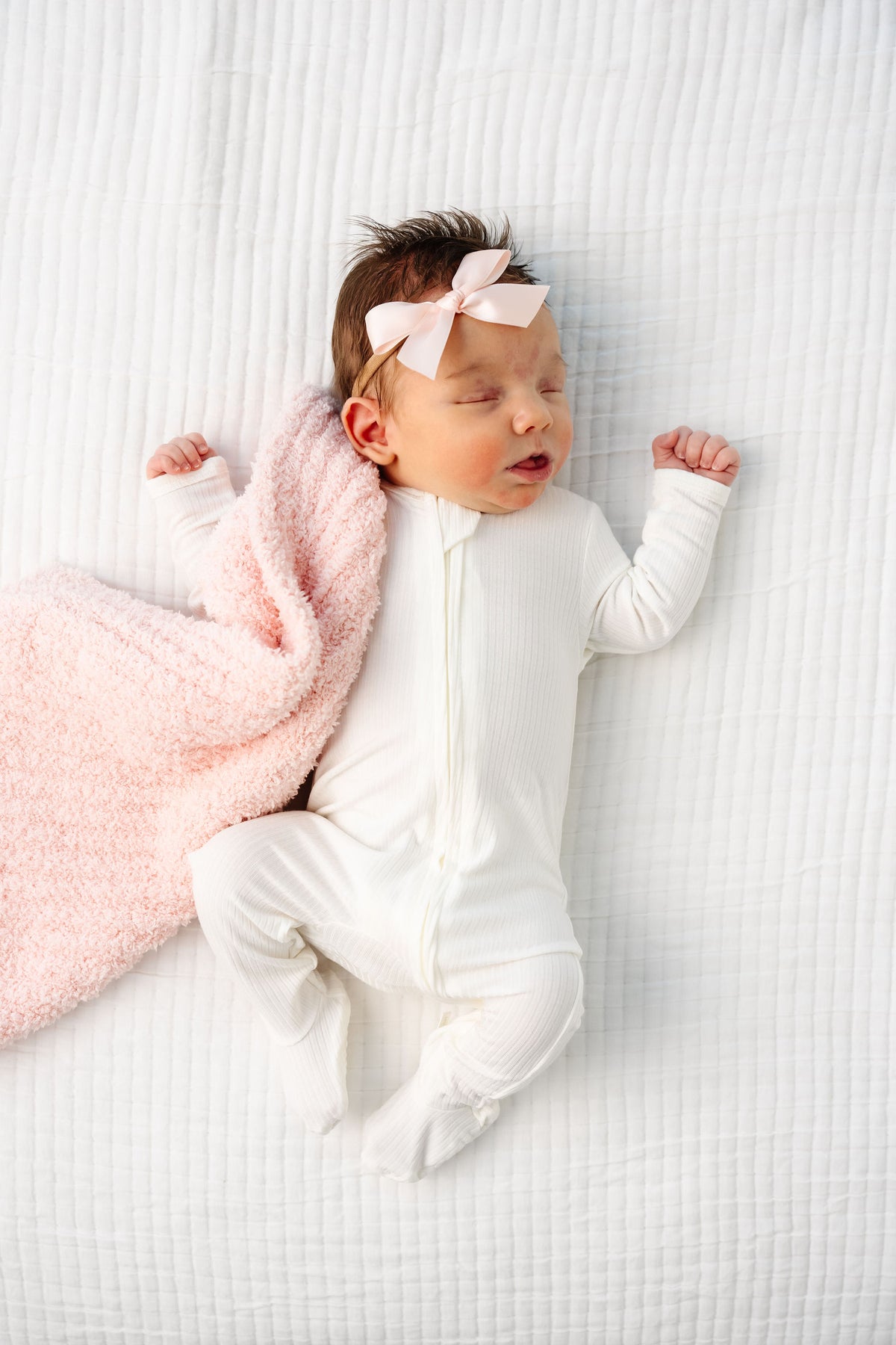 Wren Ribbed Newborn Headband Bundle + Zipper Footie