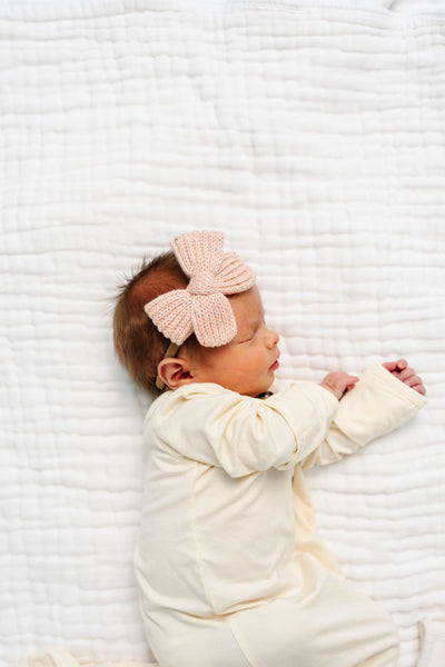 Sweater Bow - Petal Speckle Chunky Knit Headband
