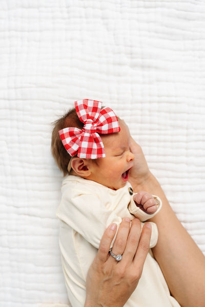 Adventure Bow - Red Gingham Headband