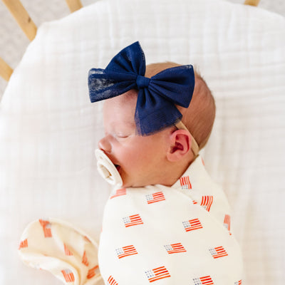 Tulle Bow - Navy Headband