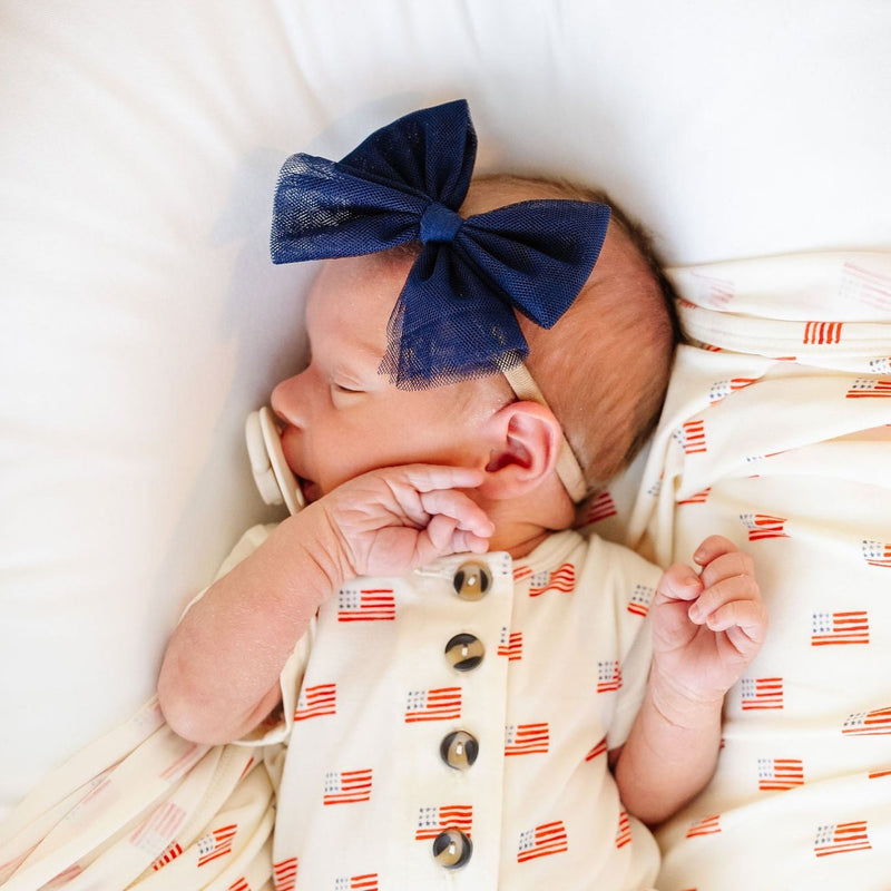 Tulle Bow - Navy Headband