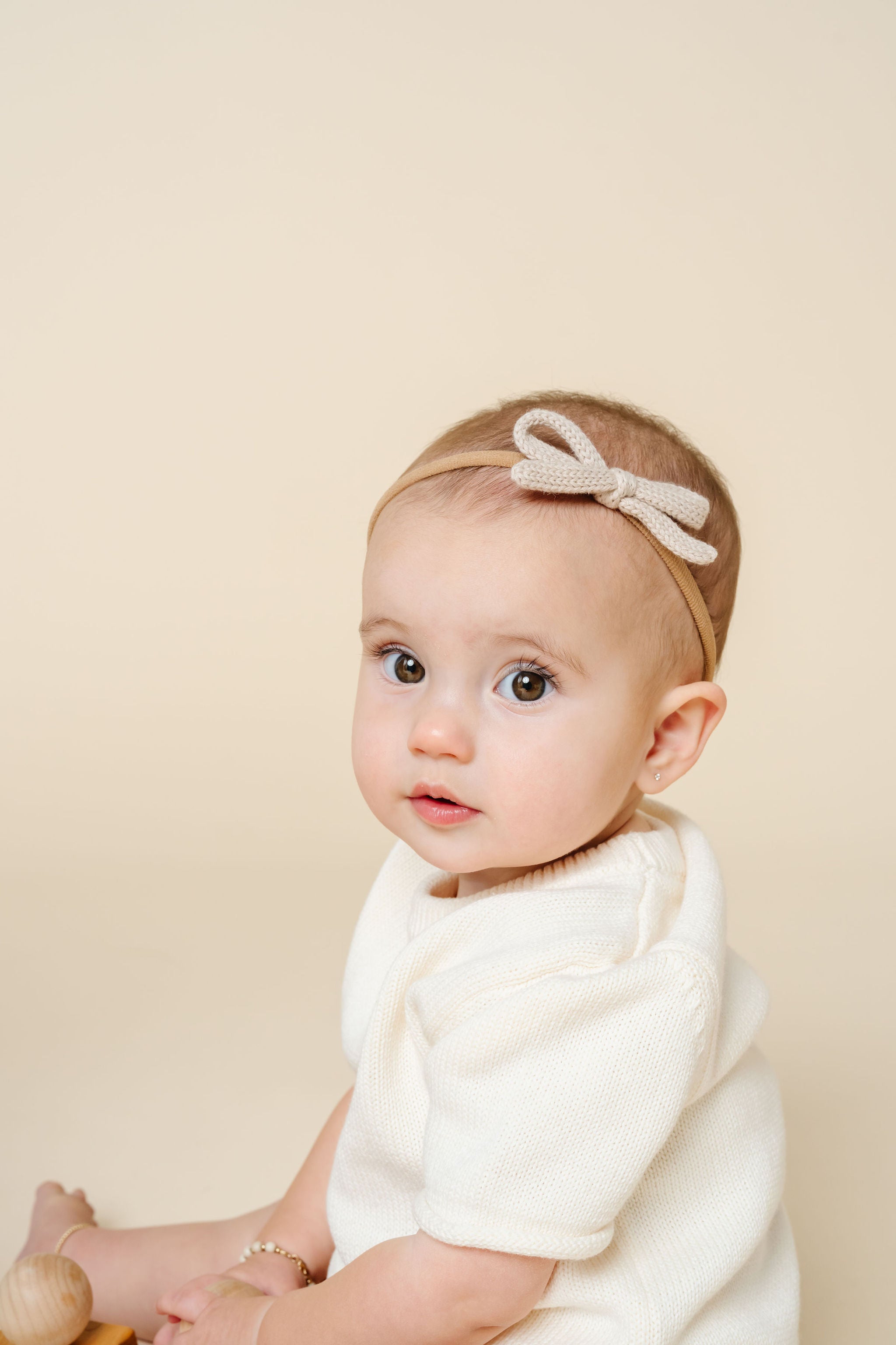 Sweater Bow - Tan Knit