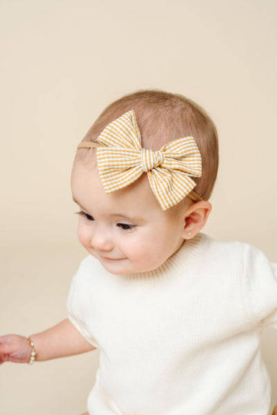 Adventure Bow - Butterscotch Gingham Headband