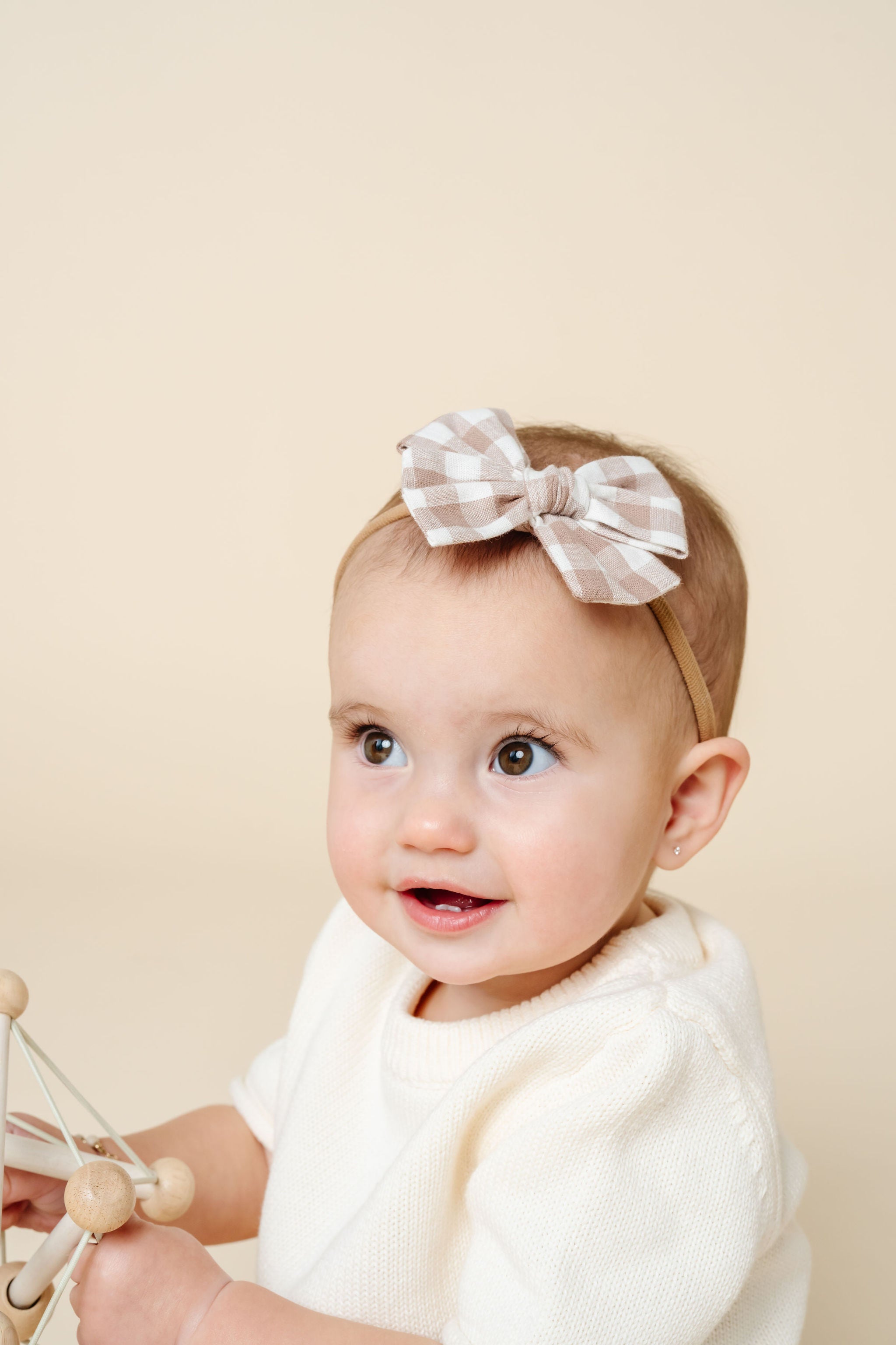 Adventure Bow - Taupe Gingham
