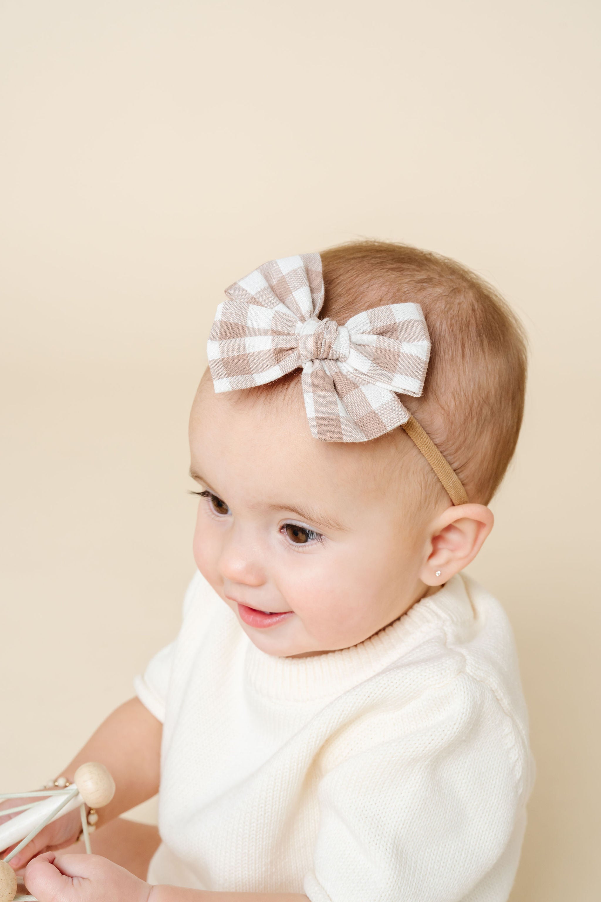 Adventure Bow - Taupe Gingham
