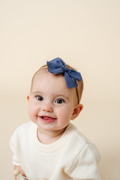 Chiffon Bow - Indigo Blue Headband