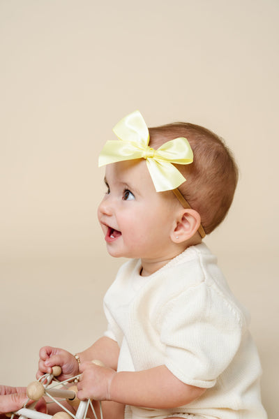 Satin Bow - Lemon Headband