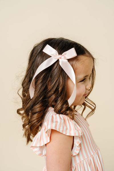 Satin Bow - Blush Sash Clip