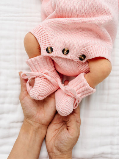Pre-Order - Knit Booties - Blush