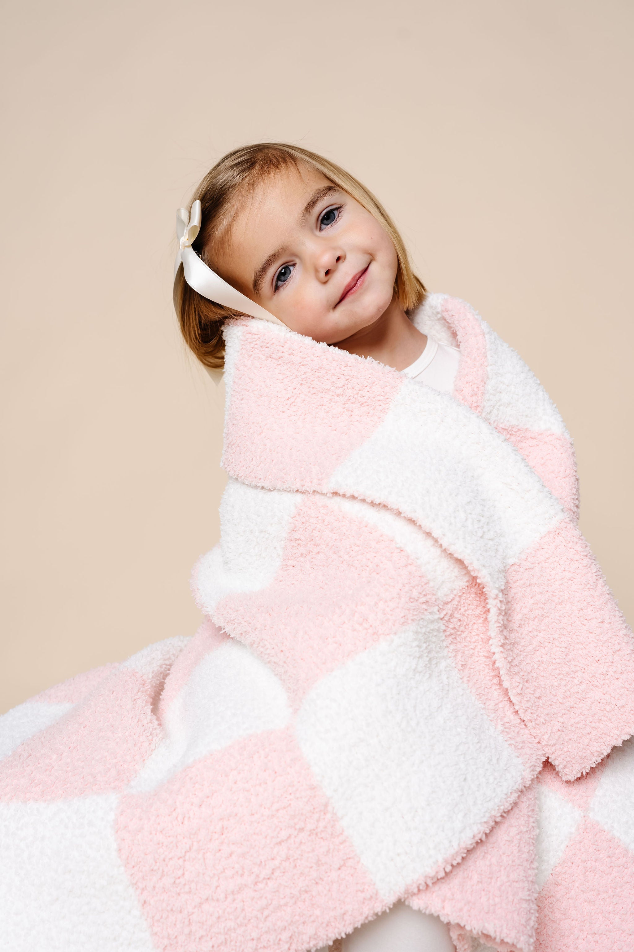 Chenille Blanket - Blush Check - Adult/Throw