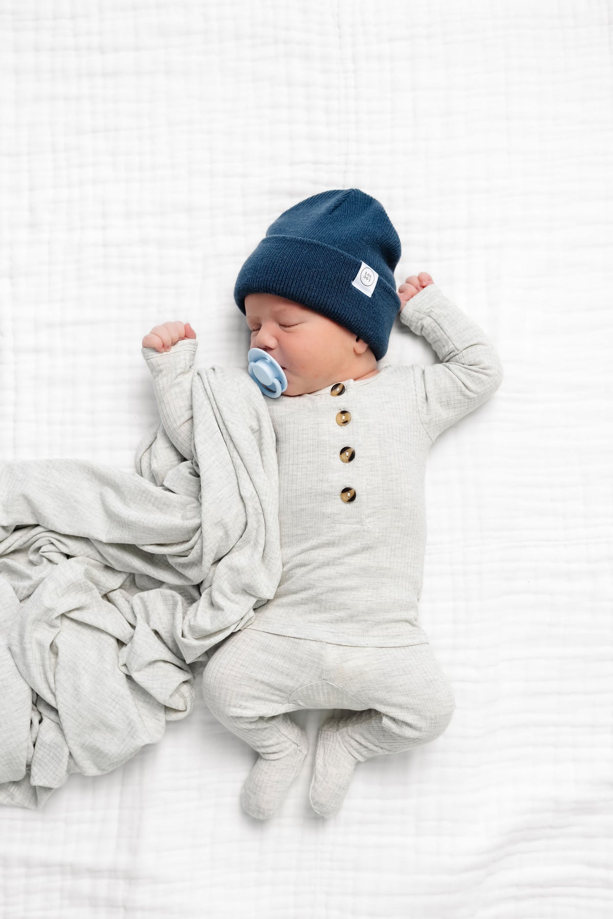Stevie Ribbed Newborn Hat Bundle + Top + Bottoms