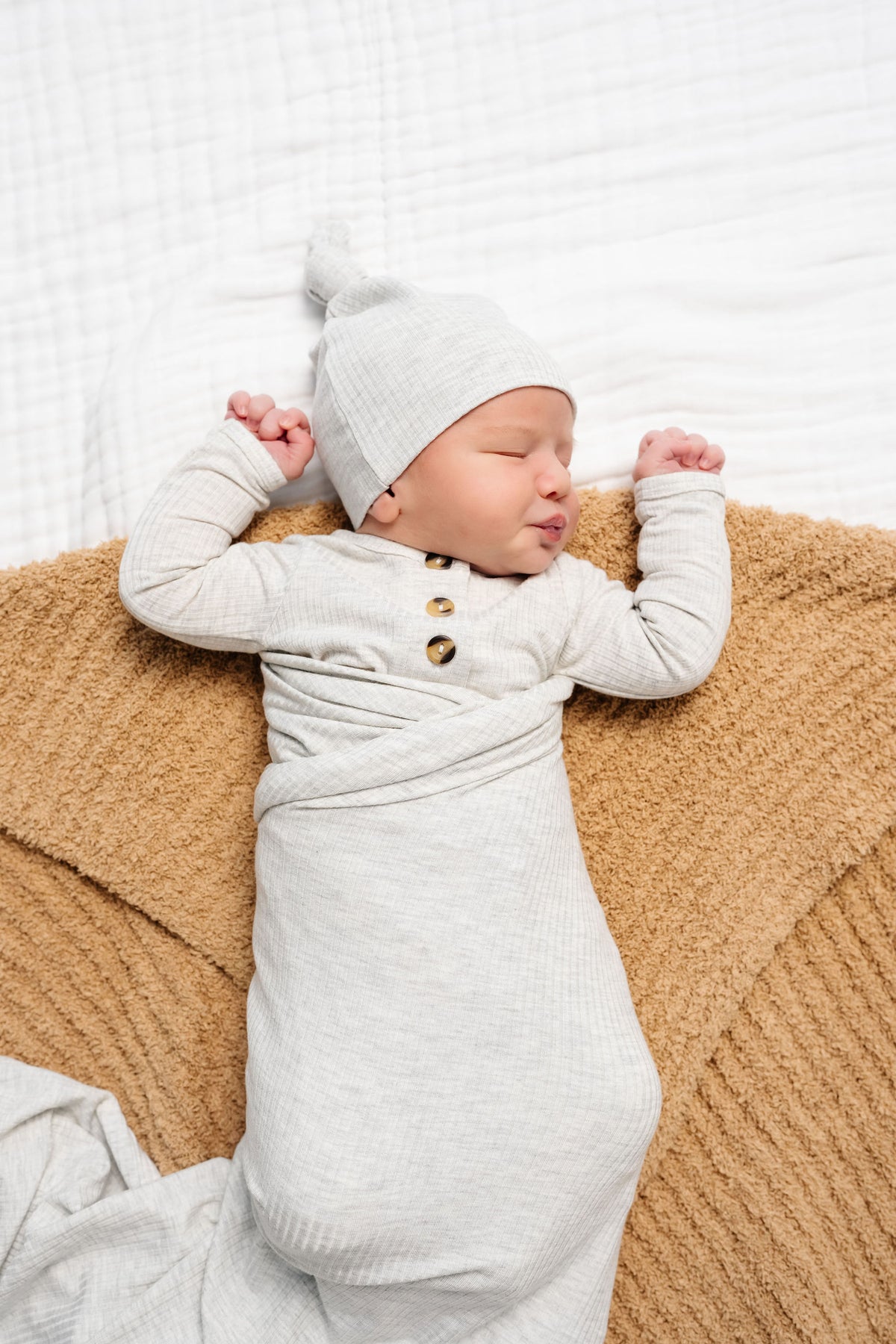 Stevie Ribbed Newborn Hat Bundle + Top + Bottoms