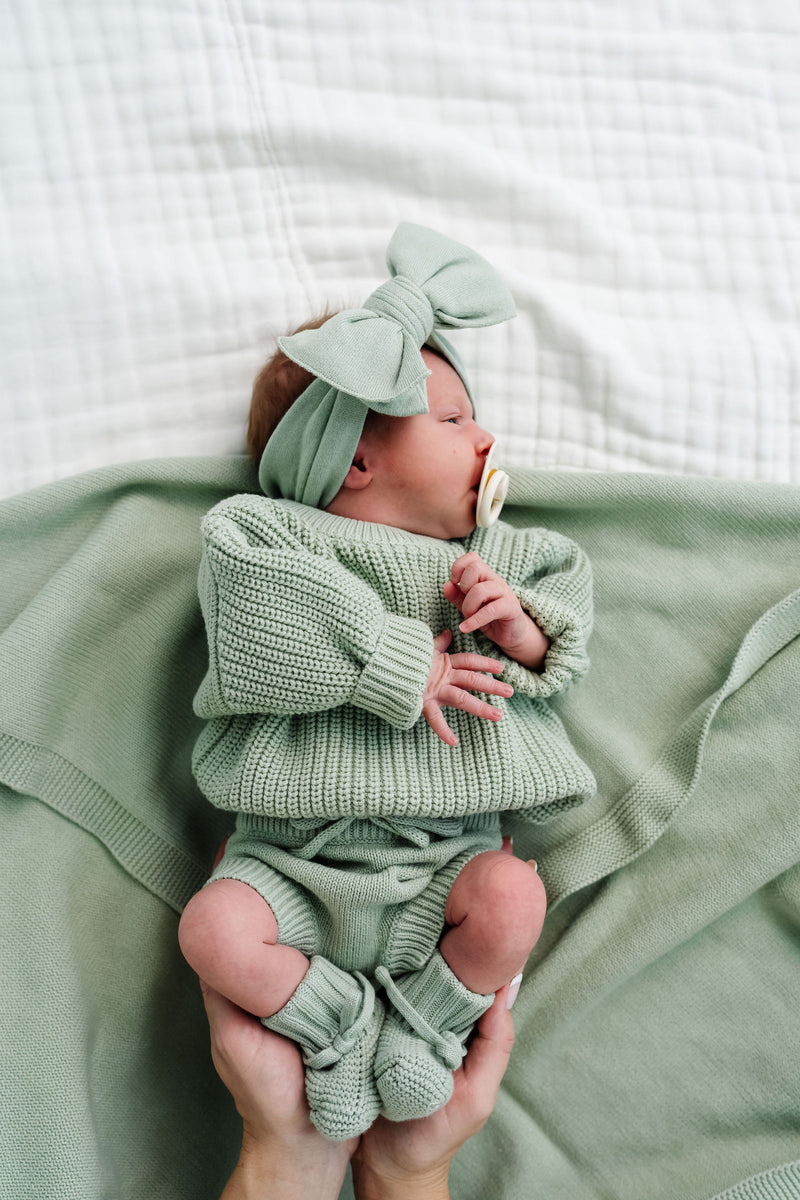 Knit Booties - Sage
