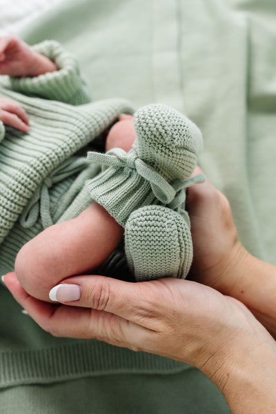Pre-Order - Knit Booties - Sage