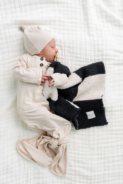 Chenille Blanket - Charcoal Check - Mini/Lovey