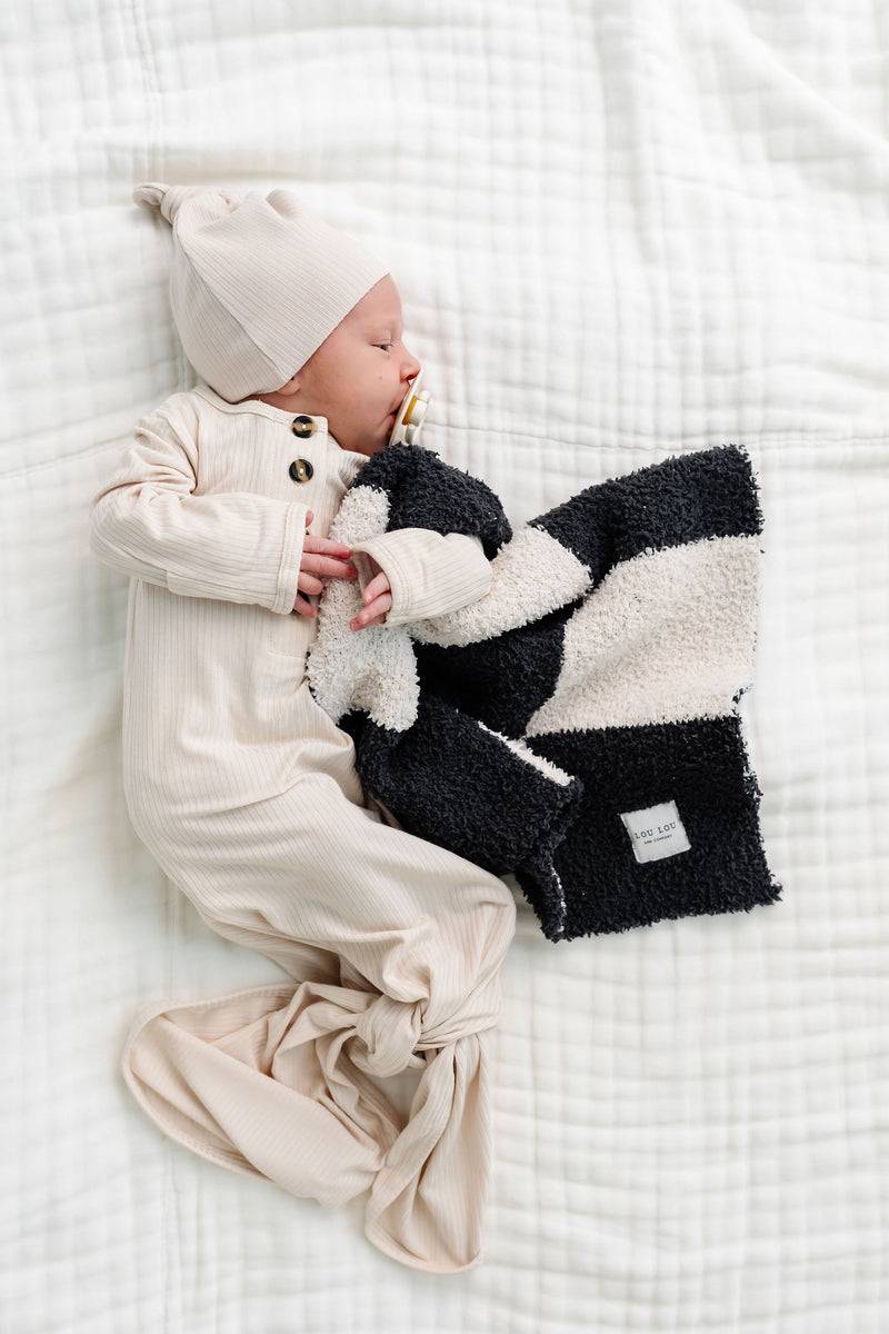 Chenille Blanket - Charcoal Check - Mini/Lovey