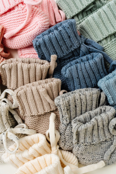 Knit Booties - Grey Speckle