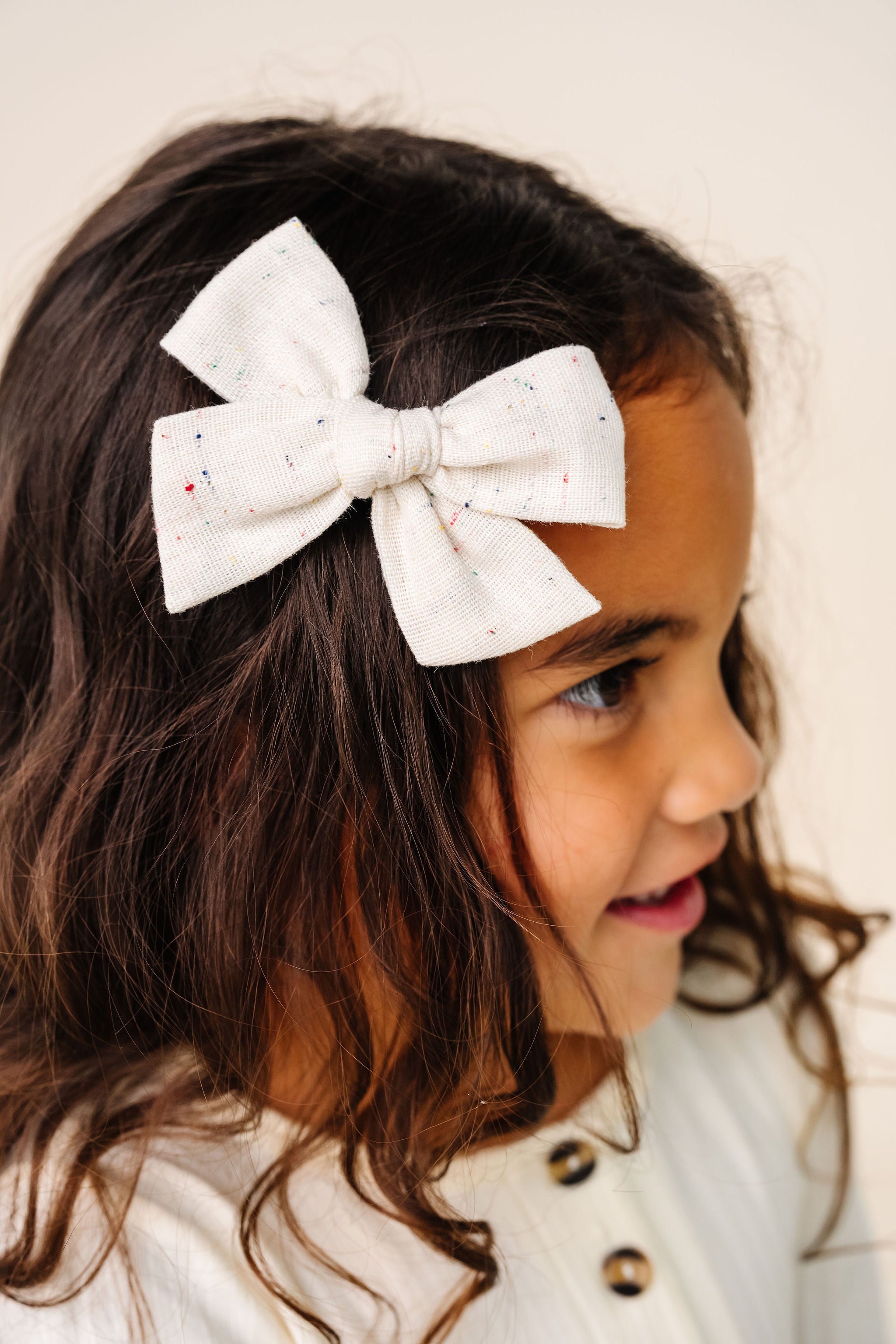 Linen Bow - Confetti Clip