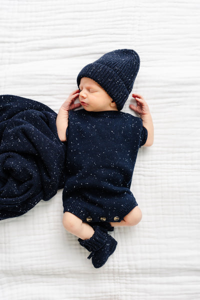 Knit Onesie - Navy Speckle
