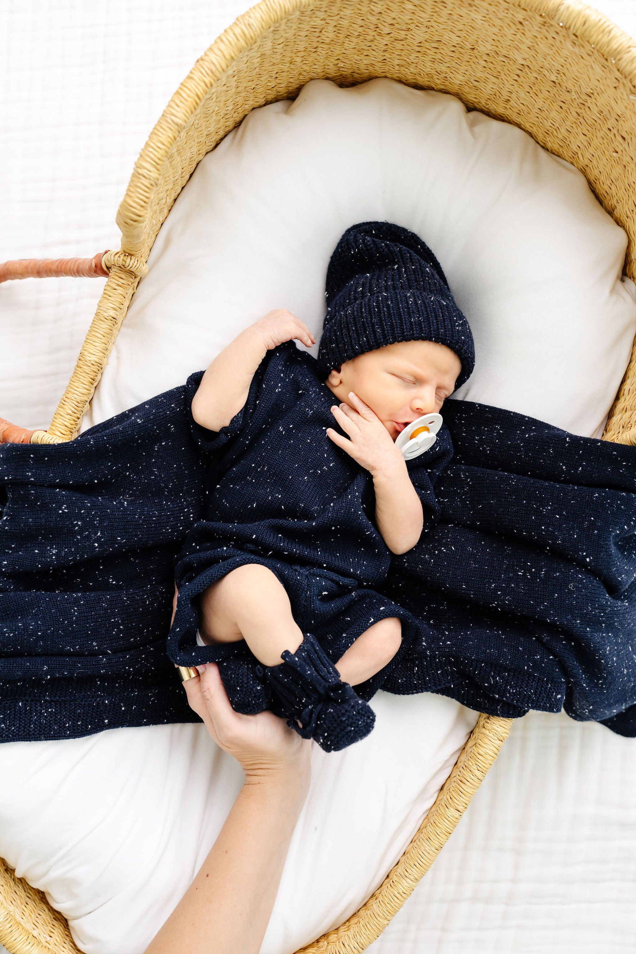 Knit Shirt + Short Set - Navy Speckle