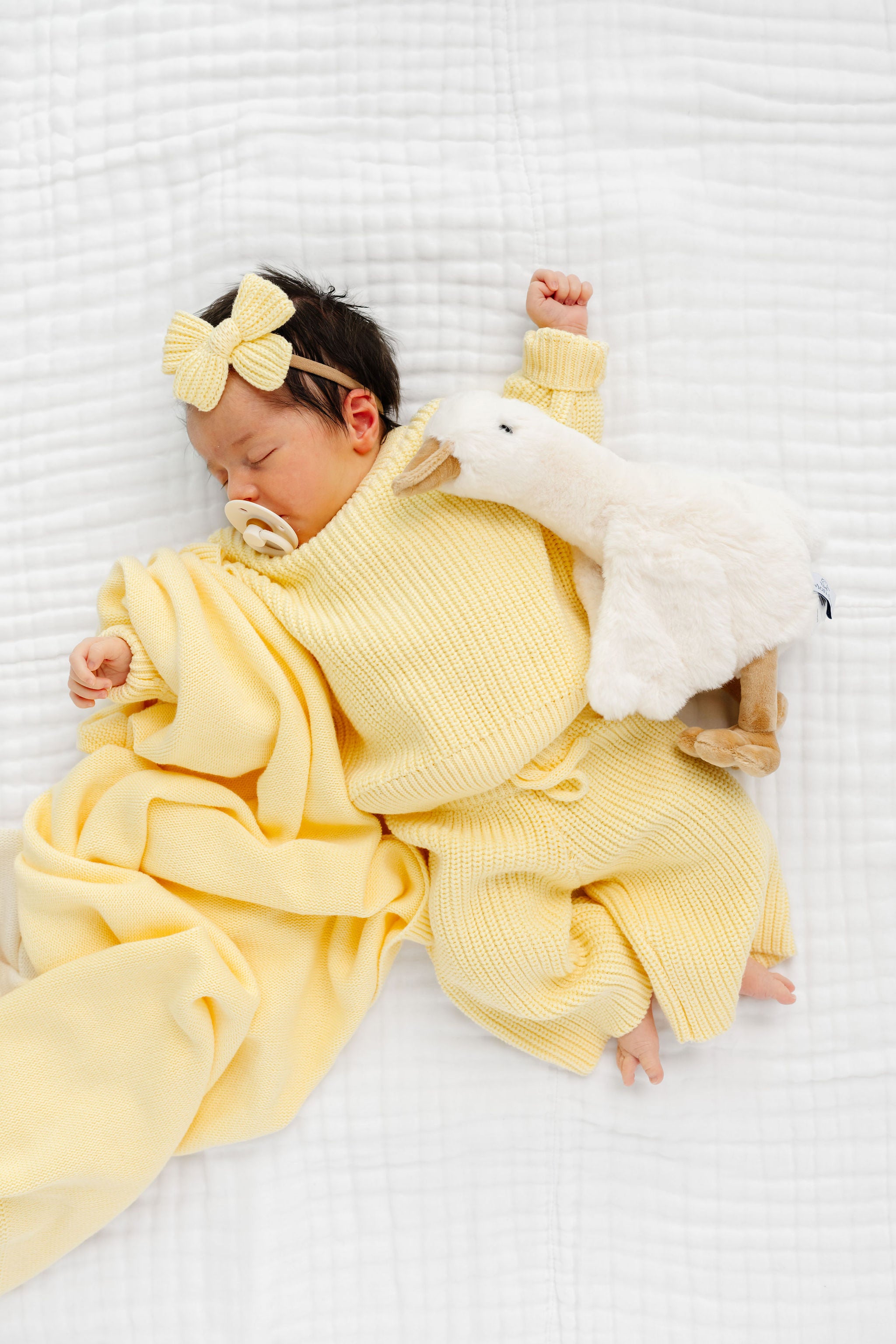 Sweater Bow - Butter Yellow Chunky Knit