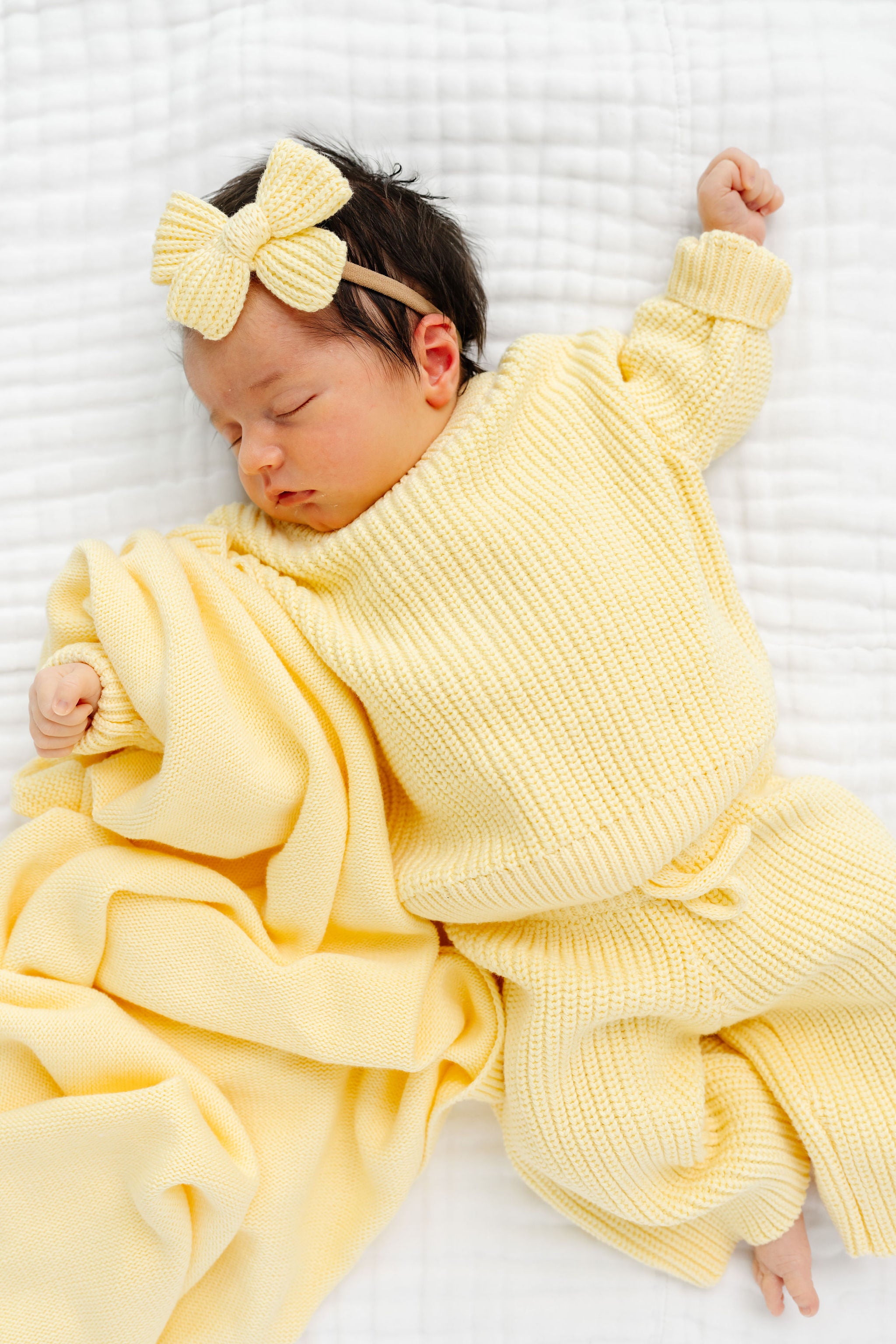 Sweater Bow - Butter Yellow Chunky Knit Headband