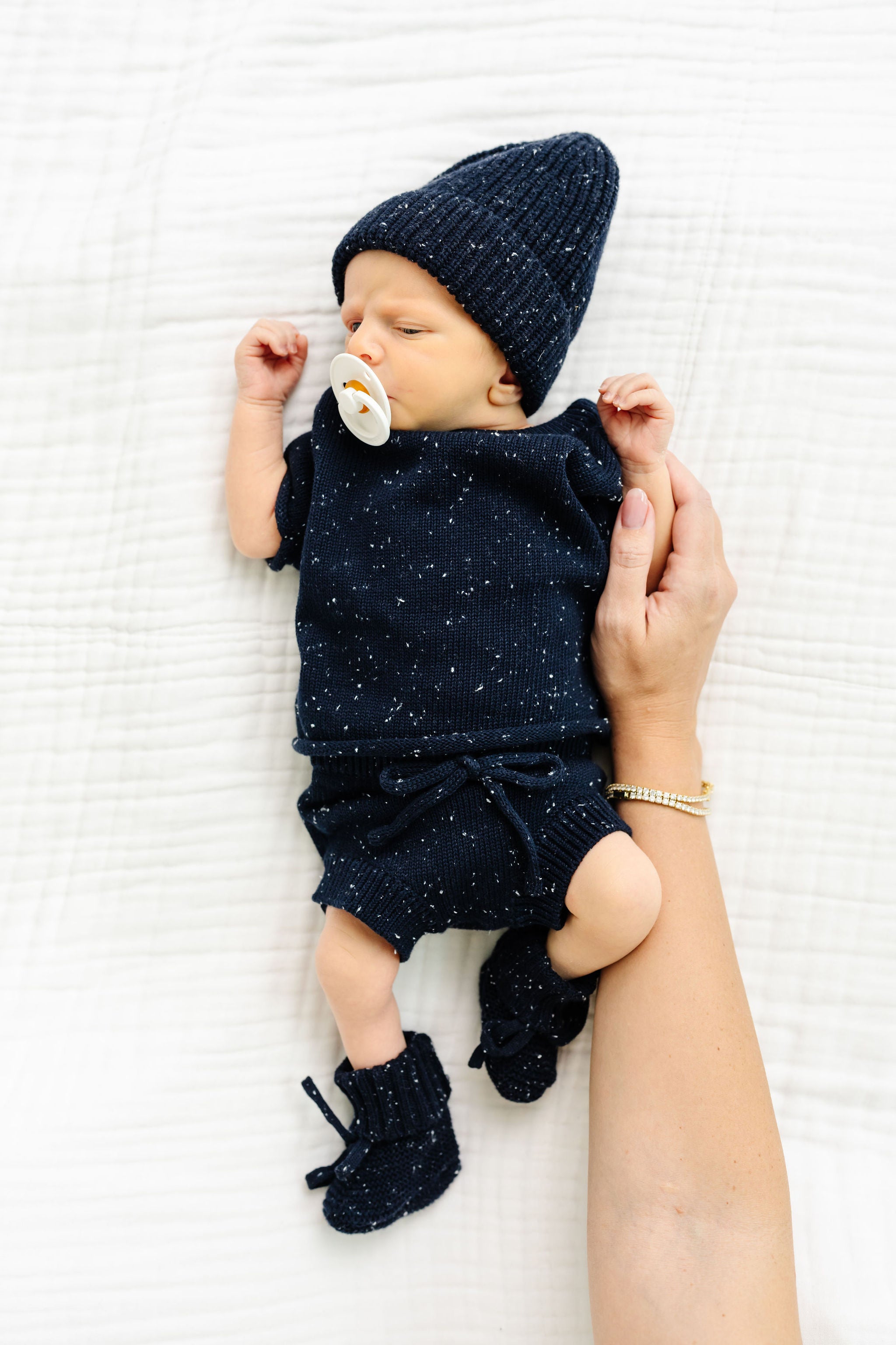 Knit Booties - Navy Speckle