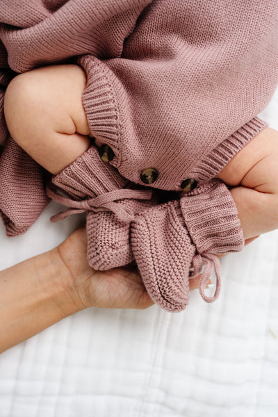 Knit Booties - Mauve