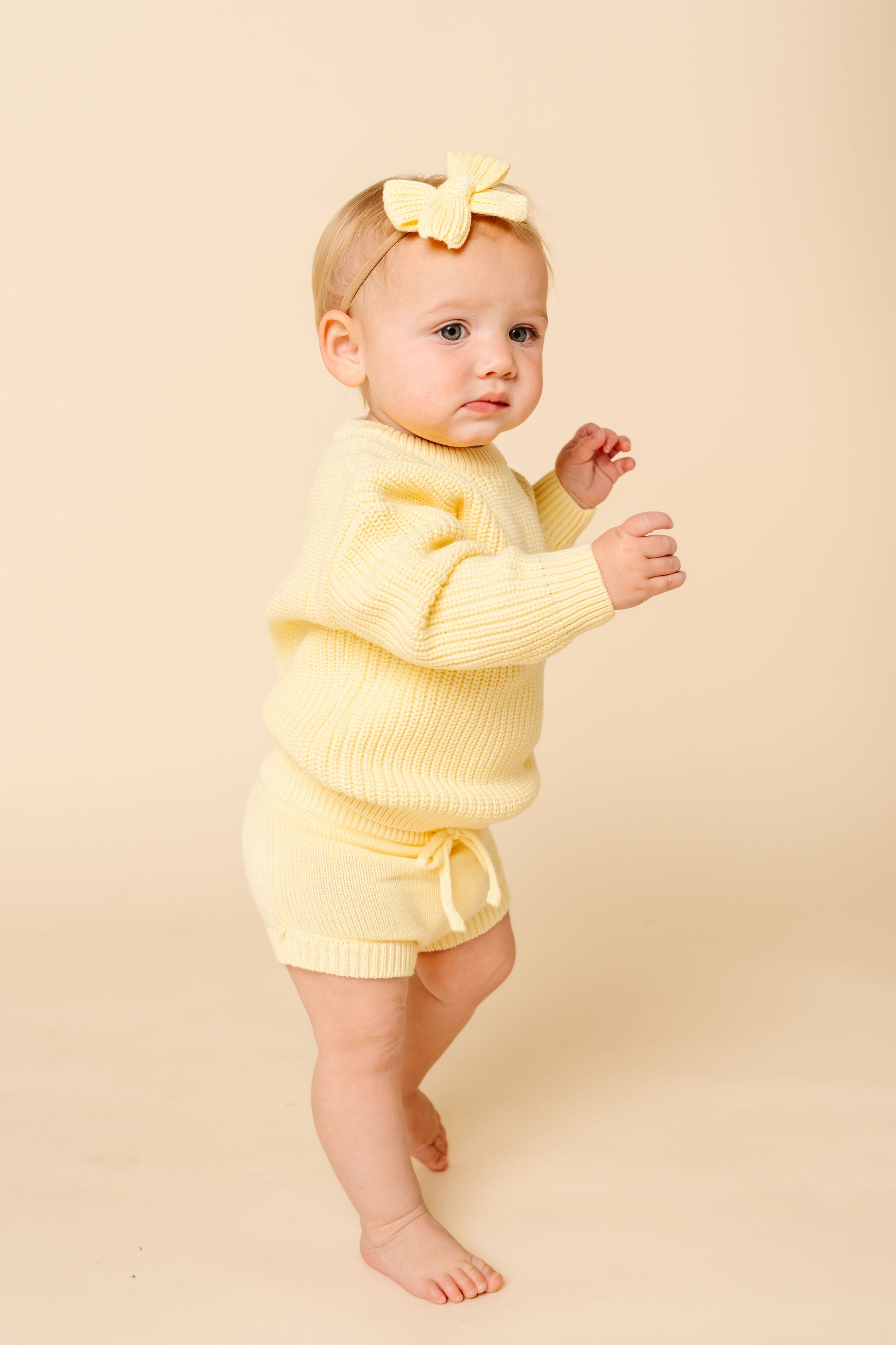 Sweater Bow - Butter Yellow Chunky Knit Headband