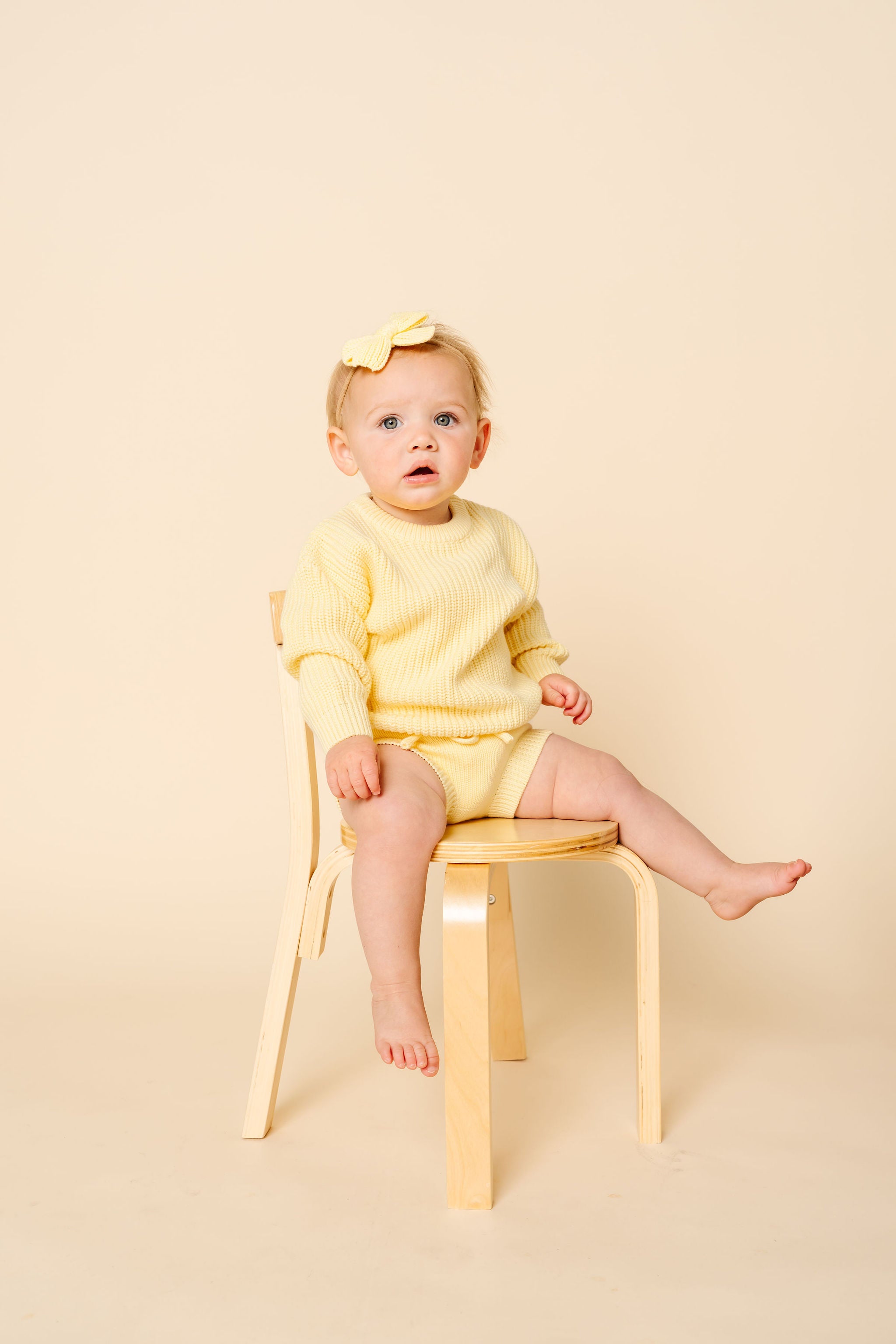 Sweater Bow - Butter Yellow Chunky Knit