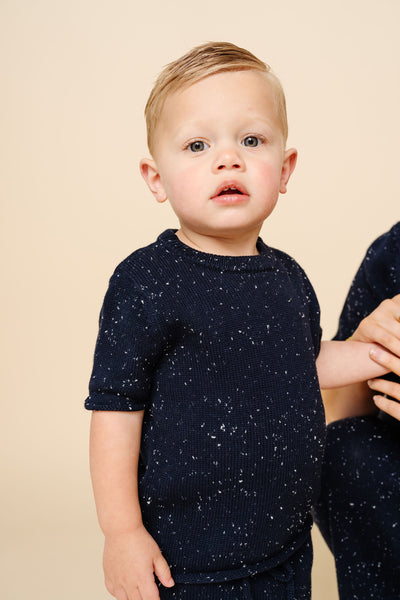 Knit Short Sleeve Tee - Navy Speckle