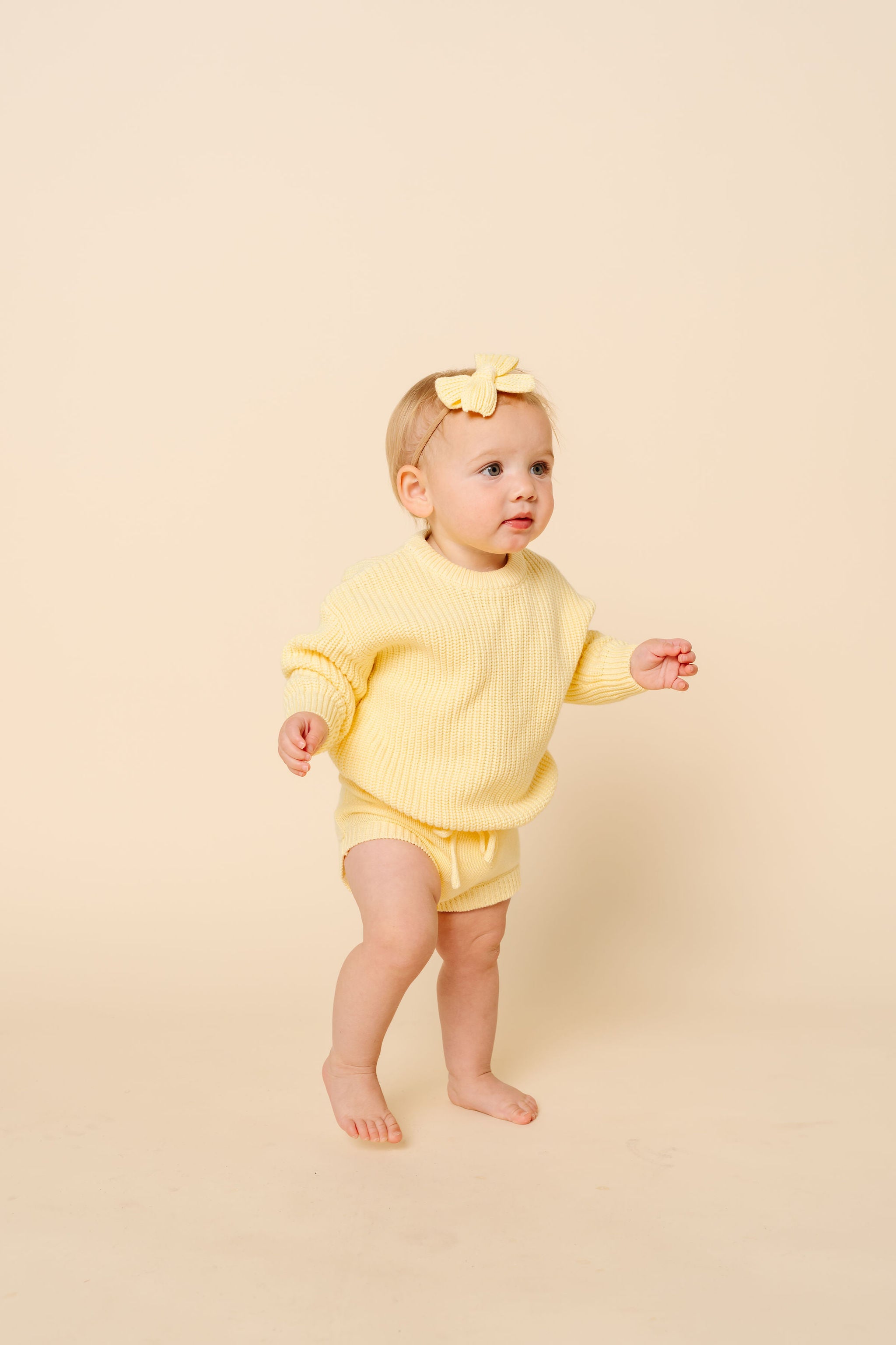 Sweater Bow - Butter Yellow Chunky Knit Headband
