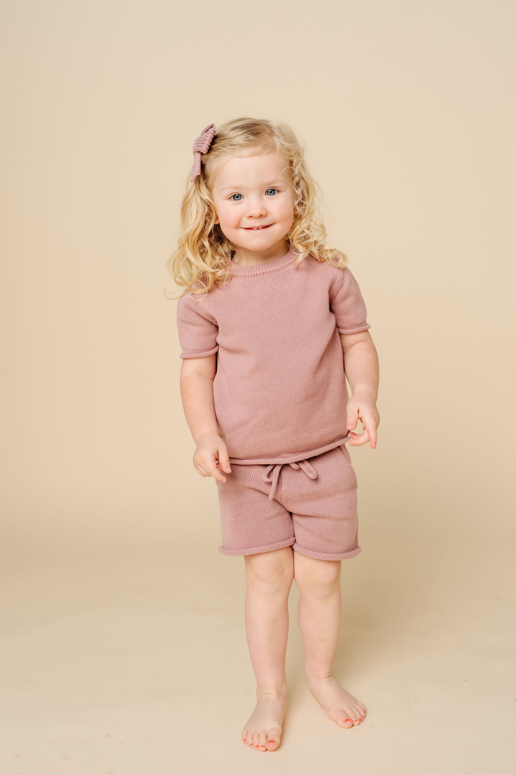 Knit Shirt + Short Set - Mauve