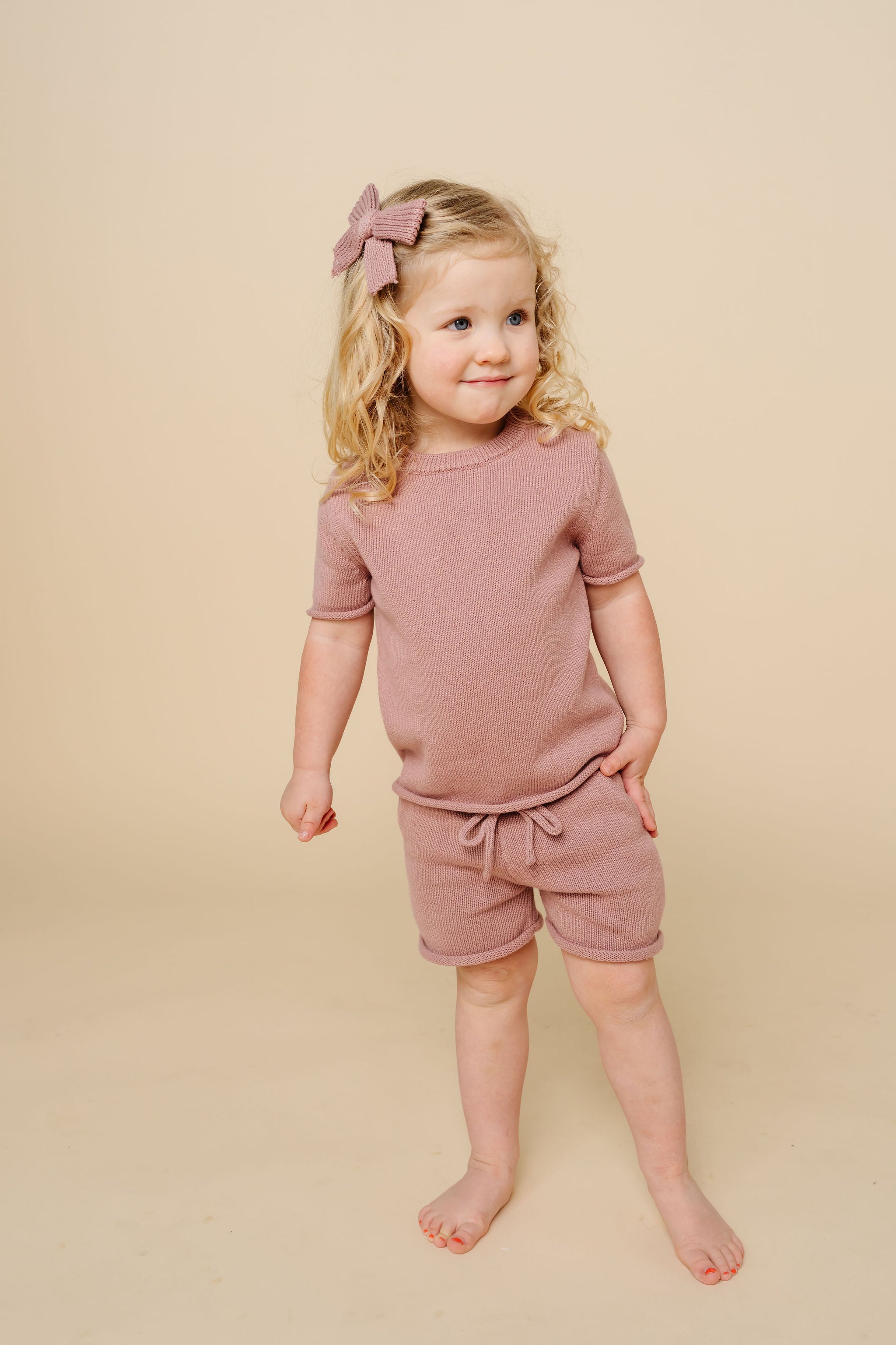 Knit Shirt + Short Set - Mauve