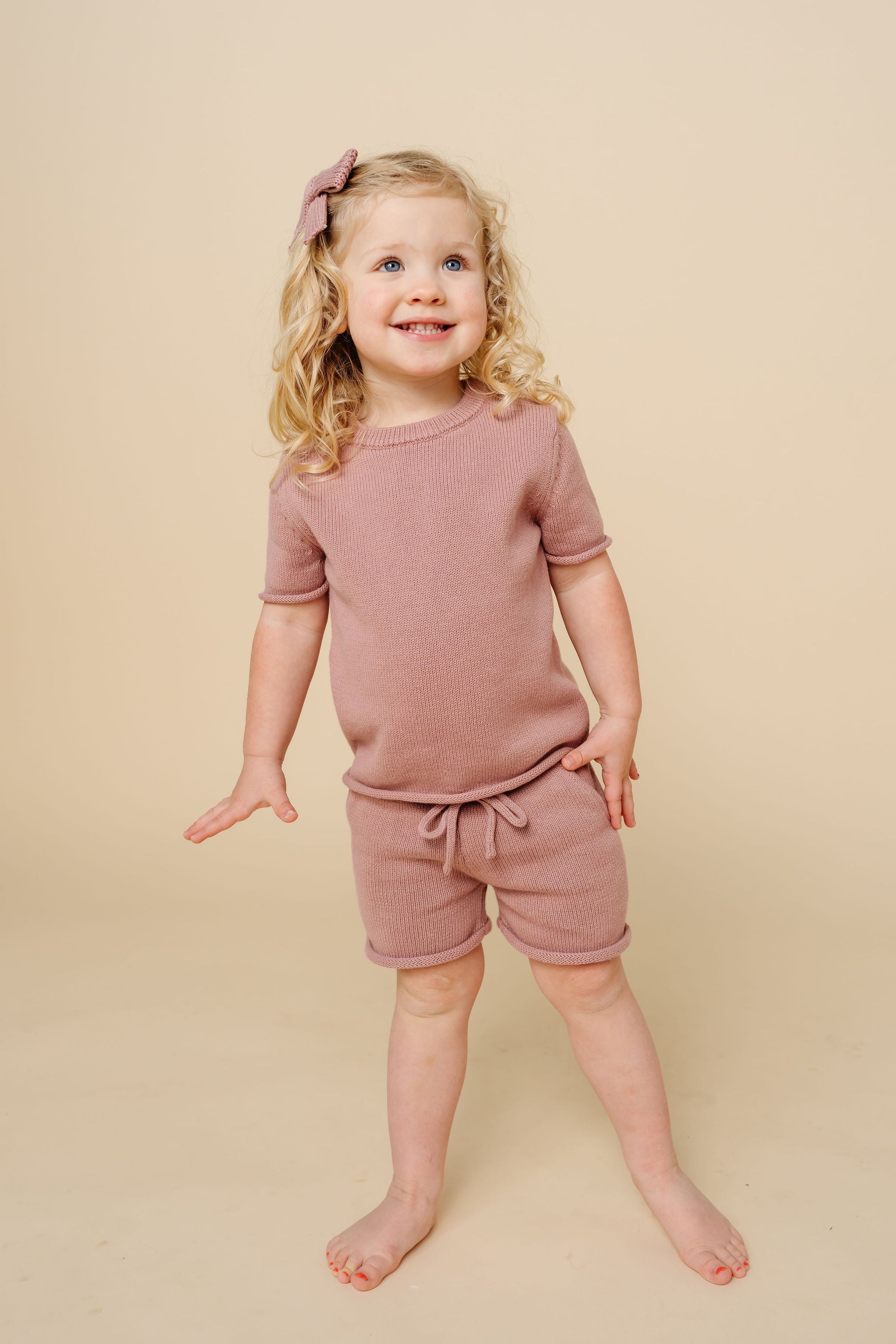 Knit Shirt + Short Set - Mauve