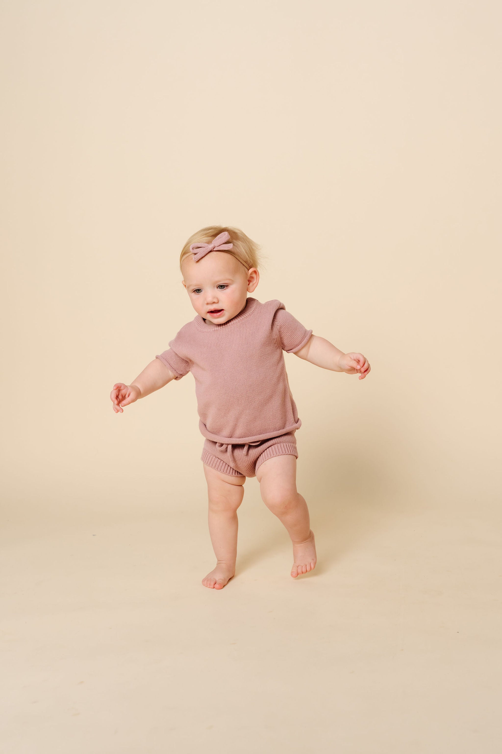 Knit Shirt + Short Set - Mauve