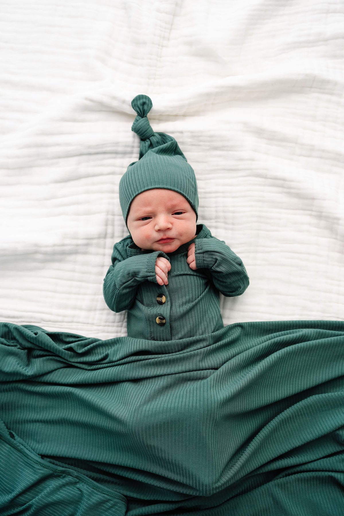 Pierce Ribbed Newborn Hat Bundle + Top + Bottoms